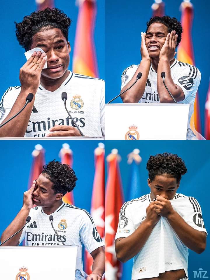 Endrick is unveiled as a Real Madrid player at the Santiago Bernabéu